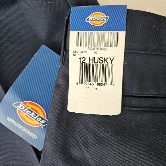 Dickies Boys Classic Fit Pants Reinforced Knee Size 12 Husky Navy Blue School - Picture 10 of 11